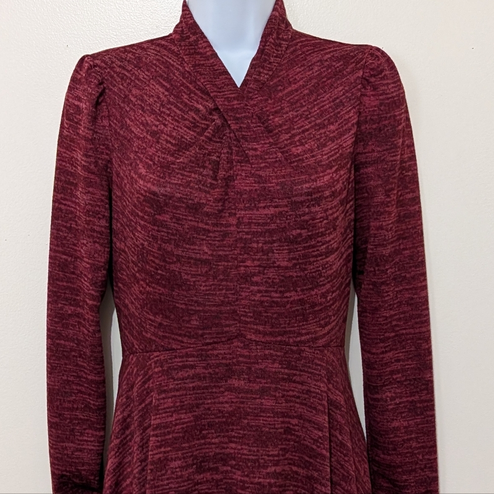 Julian Taylor Maroon Long Sleeve Dress - Picture 5 of 8